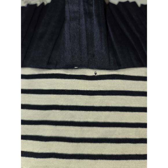 COS NWT Striped Shirt Size Medium Pleated Collar Womens Navy Blue and Off White - Picture 6 of 12